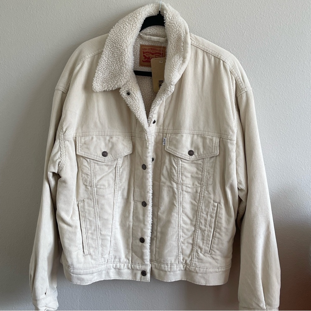 Levi's Cream Sherpa-Lined Jacket Size L